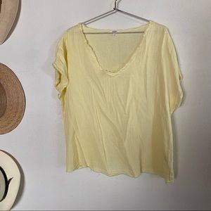 DYLAN GAUZE V NECK TOP